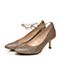 BELLE/百丽春季专柜同款铜金亮片布优雅细跟女单鞋3VDJ5AQ5