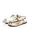 BELLE/百丽夏季专柜同款银色山羊皮简约套趾女皮凉鞋3DSD6BL5