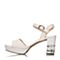 BELLE/百丽夏季专柜同款白色漆皮牛皮女凉鞋3N1A8BL5