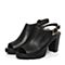 BELLE/百丽春季专柜同款黑色小牛皮女凉鞋3Y430AL5