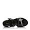 BELLE/百丽夏季专柜同款黑色漆皮牛皮厚底女凉鞋P4J1DBL5