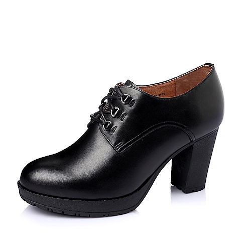 BELLE/百丽春季专柜同款黑色牛皮女鞋BDPB5AM6