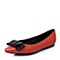BELLE/百丽春季红色羊皮平跟简约休闲浅口女单鞋007-7AQ6