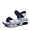 BELLE/百丽夏季专柜同款银/黑织物运动风厚底女凉鞋BKF34BL6