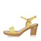 BELLE/百丽夏季专柜同款黄色压花山羊皮革女皮凉鞋3ZFC9BL6