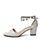 BELLE/百丽夏季专柜同款白色珠光山羊皮革女皮凉鞋BID34BL6