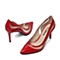 BELLE/百丽春季专柜同款红/白漆皮牛皮OL通勤优雅细高跟女单鞋3Z4D5AQ6