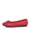 BELLE/百丽春季红色羊皮休闲平跟浅口女单鞋688-8AQ6