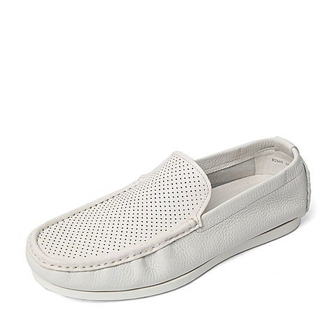 BELLE/百丽夏季专柜同款白色荔纹牛皮革男皮鞋B2S05BM6