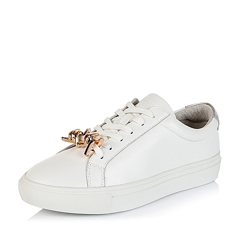 BELLE/百丽春季专柜同款白色牛皮革女单鞋Q2R1DAM6