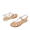 BELLE/百丽夏季专柜同款粉色珠光山羊皮革女凉鞋BKW30BL6