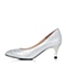 BELLE/百丽秋专柜同款银贴膜山羊皮优雅通勤女单鞋3VDR1CQ6