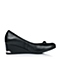BELLE/百丽秋专柜同款黑羊皮经典坡跟女单鞋BDO16CQ6