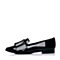 百丽精品BELLE秋专柜同款黑英伦复古风漆皮牛皮女单鞋MSV21CM6