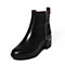 BELLE/百丽冬季专柜同款黑油皮牛皮女短靴BJH46DD6