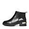 BELLE/百丽冬季专柜同款黑油皮牛皮女短靴(绒里)BLQ44DD6