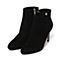 BELLE/百丽冬季专柜同款黑色羊绒皮女短靴Q5B1DDD6