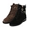 BELLE/百丽冬季专柜同款黑色二层牛皮女短靴Q6Y1DDD6