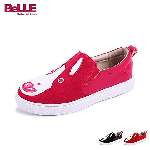 百丽（Belle)16年秋冬季新款时尚休闲一脚蹬百搭趣味图案设计休闲鞋运动鞋DE0186
