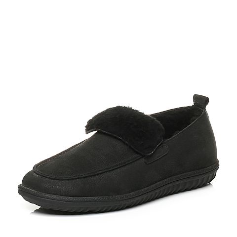 BELLE/百丽冬季专柜同款黑色磨砂牛皮革男休闲鞋（毛里）4PE01DM6