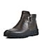 BELLE/百丽冬季专柜同款棕色牛皮革男休闲靴（绒里）4PF11DD6