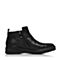 BELLE/百丽冬季专柜同款黑色牛皮革男皮靴（绒里）4RZ01DD6