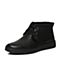 BELLE/百丽冬季专柜同款黑色牛皮革男休闲靴（绒里）4PC01DD6
