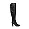BELLE/百丽冬季专柜同款黑油皮牛皮革女皮靴BHX80DC6