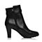 BELLE/百丽冬季专柜同款黑油皮牛皮革女皮靴BHX45DD6