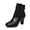 BELLE/百丽冬季专柜同款黑油皮牛皮女短靴(绒里)BHX45DD6