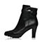 BELLE/百丽冬季专柜同款黑油皮牛皮女短靴(绒里)BHX45DD6