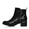BELLE/百丽冬专柜同款黑油皮牛皮女短靴(绒里)BJH46DD6