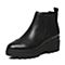 BELLE/百丽冬季专柜同款黑油皮牛皮革女皮靴(绒里)BJU45DD6