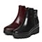 BELLE/百丽冬季专柜同款黑油皮牛皮女短靴BKB42DD6