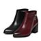 BELLE/百丽冬季专柜同款黑油皮牛皮女短靴(绒里)BKY40DD6