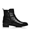 BELLE/百丽冬季专柜同款黑油皮牛皮女皮靴(绒里)BMT44DD6