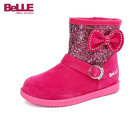 BELLE/百丽16年秋冬季女童时尚简约保暖时尚雪地靴靴子DE0155