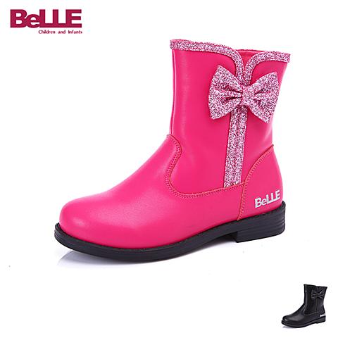 BELLE/百丽16年秋冬季新款时尚女童甜美蝴蝶结设计时尚保暖女童靴DE0161