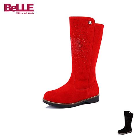 BELLE/百丽16年秋冬季新款时尚女童简约时尚大气贵族保暖防滑女童靴DE0168