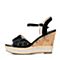 BELLE/百丽夏季专柜同款时尚闪钻坡跟女凉鞋Q2M1DBL6