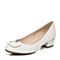 BELLE/百丽春季专柜同款白色经典漆皮牛皮女单鞋3B6K4AQ6