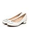 BELLE/百丽春季专柜同款白色经典漆皮牛皮女单鞋3B6K4AQ6