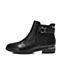 BELLE/百丽冬季专柜同款黑油皮牛皮女短靴(绒里)BMT40DD6