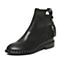BELLE/百丽冬季专柜同款黑色油皮牛皮女短靴(绒里)BKD43DD6