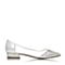 BELLE/百丽春季专柜同款银色布纹羊皮/网布女单鞋P9F1DAQ6