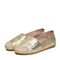 BELLE/百丽春季专柜同款金色金贴膜编织猪皮女单鞋3T923AQ6