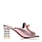 BELLE/百丽夏季专柜同款粉色金属牛皮钻饰女凉鞋Q3K1DBT6