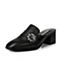 BELLE/百丽春专柜同款黑时尚英伦穆勒鞋油皮羊皮女皮凉鞋BNY31AH7