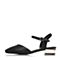 BELLE/百丽春专柜同款黑时尚甜美油皮牛皮女凉鞋BOC30AH7