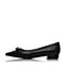 BELLE/百丽春专柜同款黑色羊皮女单鞋Q8C1DAQ7
